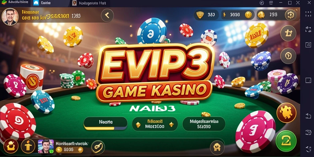Screenshot gameplay EVIP3 dengan tampilan permainan Kasino yang menarik.