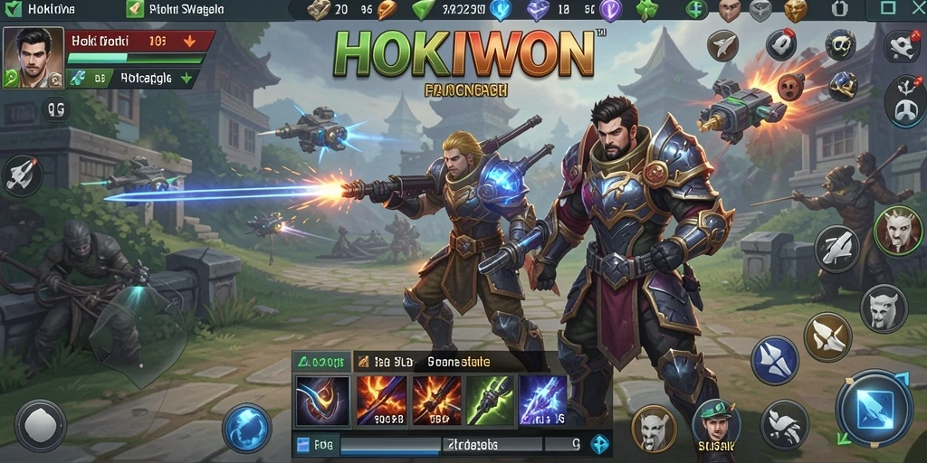 Screenshot utama HOKIWON menampilkan pertempuran dan strategi mendalam dalam game SLG.