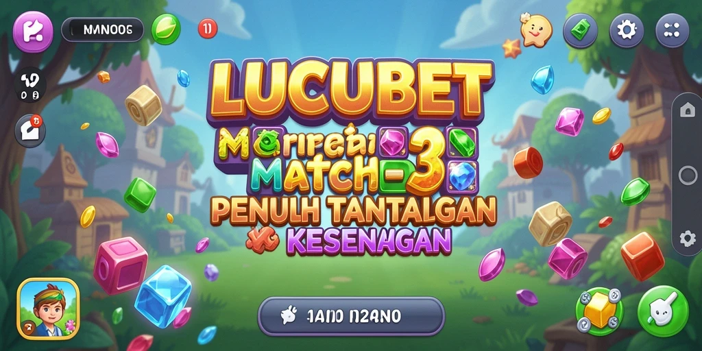 Tampilan LUCUBET menampilkan gameplay seru Match-3 dengan grafis menarik.