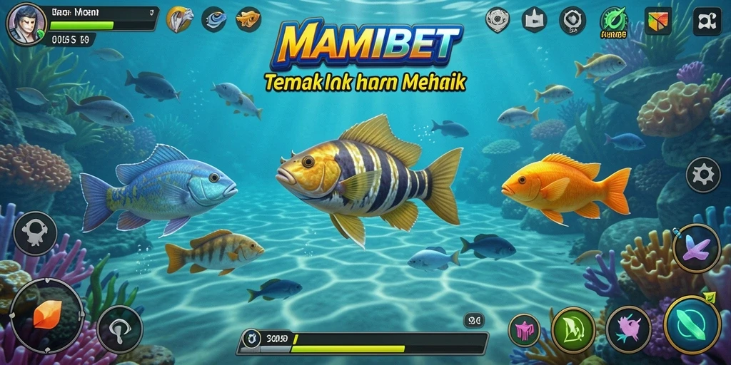 Tampilan gameplay seru dalam MAMIBET saat menembak ikan.