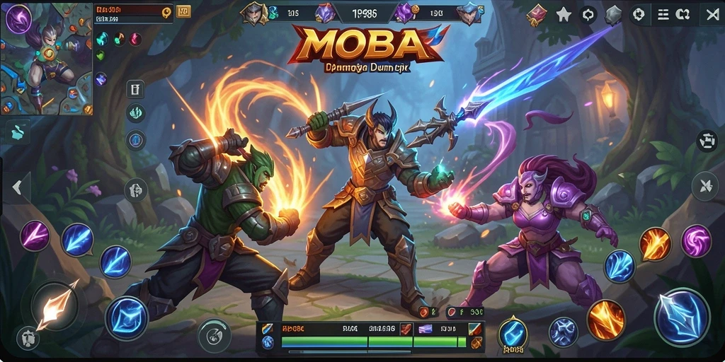 Tangkapan layar utama RP886 menampilkan aksi seru dalam pertandingan MOBA.
