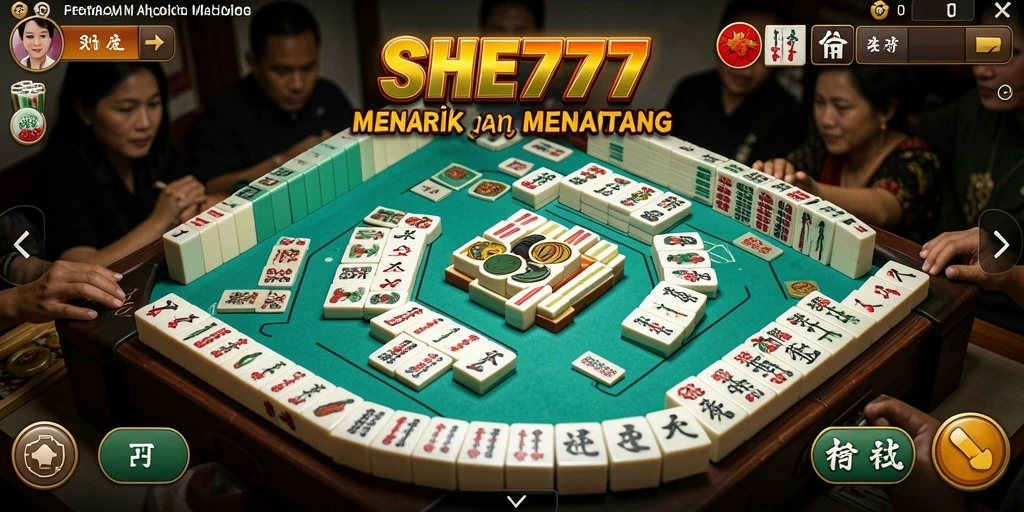 Tangkapan layar gameplay SHE777 yang menampilkan tantangan Mahjong.