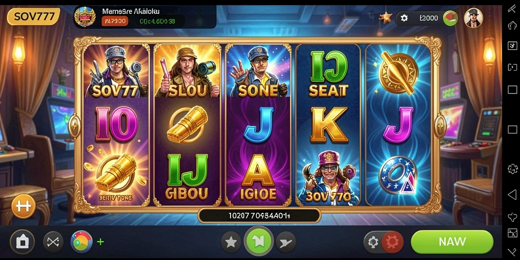 Tampilan gameplay SOV777 yang menarik dengan mesin slot yang beragam.