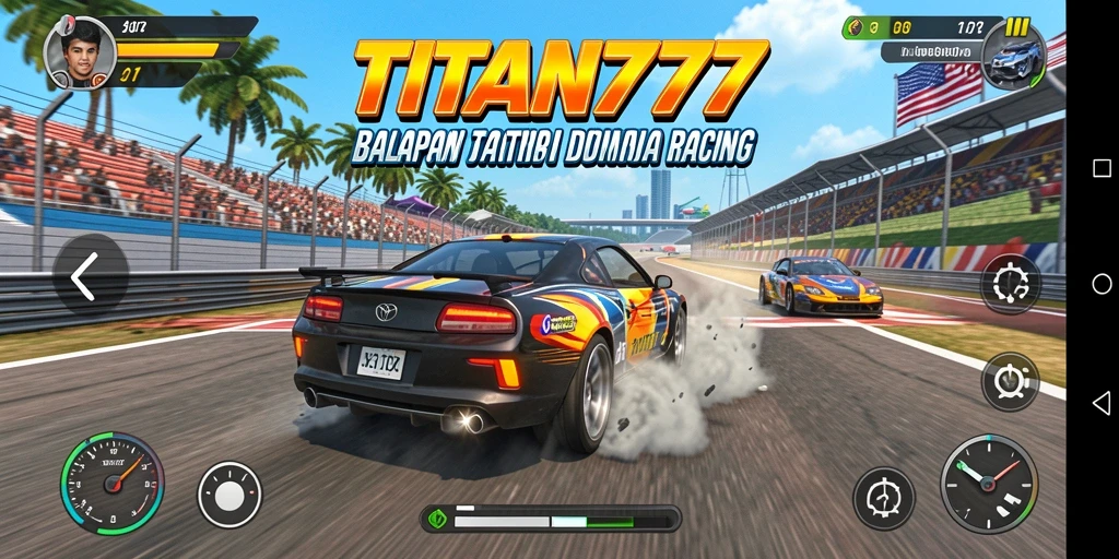 Gameplay seru dan mendebarkan di TITAN777 dengan berbagai trek balapan.
